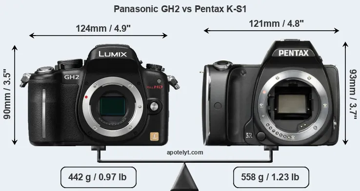Size Panasonic GH2 vs Pentax K-S1