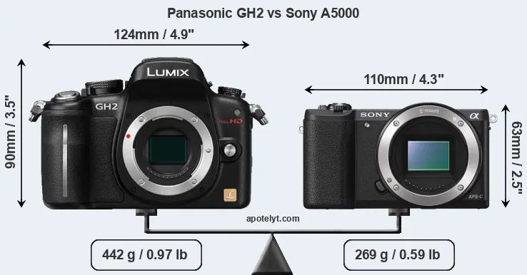 Size Panasonic GH2 vs Sony A5000