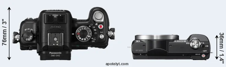 Compare GH2 versus A5000 top