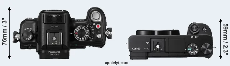 Compare GH2 versus A6100 top