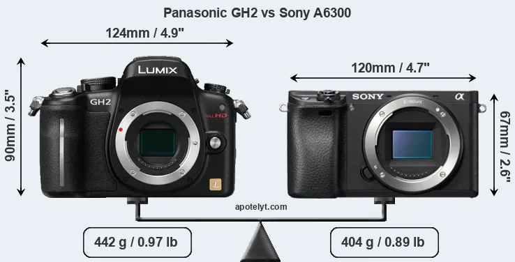 Size Panasonic GH2 vs Sony A6300