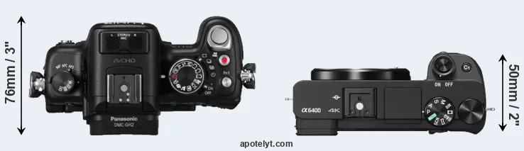 Compare GH2 versus A6400 top