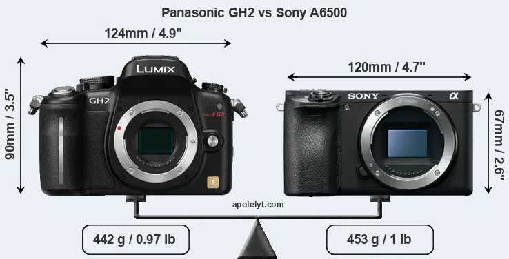 Size Panasonic GH2 vs Sony A6500