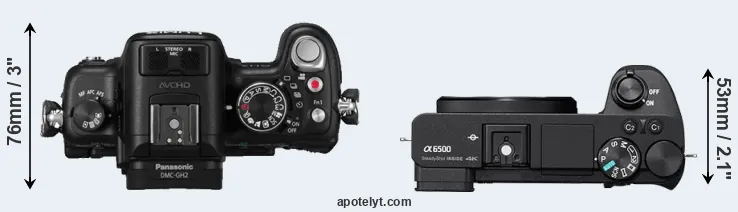 Compare GH2 versus A6500 top