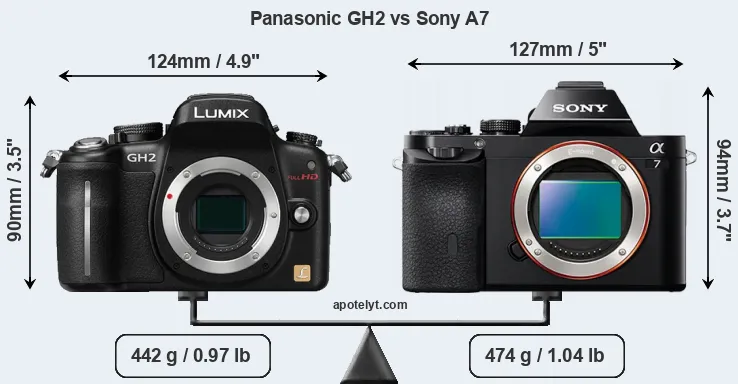 Size Panasonic GH2 vs Sony A7