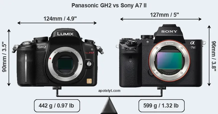 Size Panasonic GH2 vs Sony A7 II