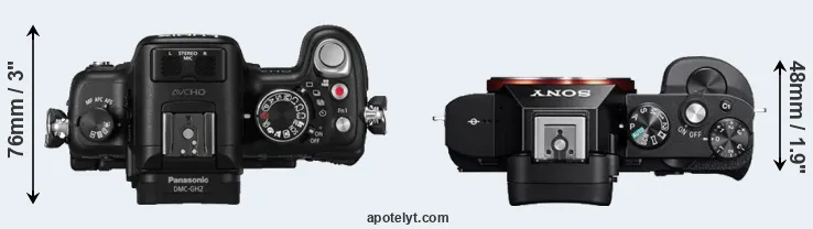 Compare GH2 versus A7 top