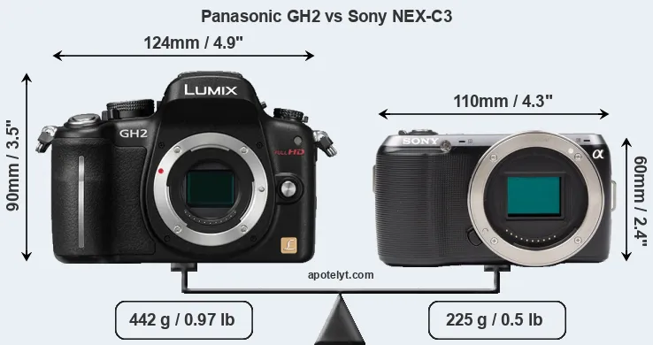 Size Panasonic GH2 vs Sony NEX-C3