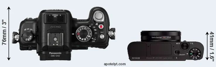Compare GH2 versus RX100 III top