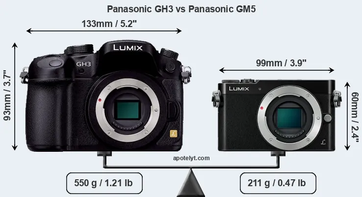 Size Panasonic GH3 vs Panasonic GM5
