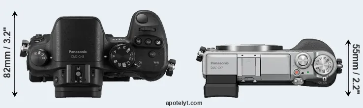 Compare GH3 versus GX7 top