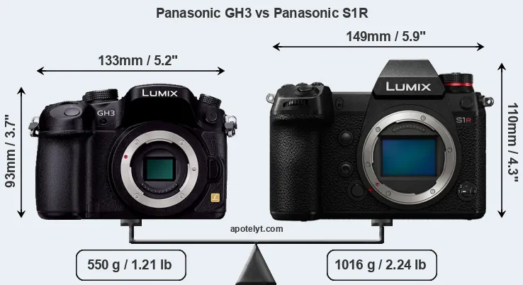 Size Panasonic GH3 vs Panasonic S1R