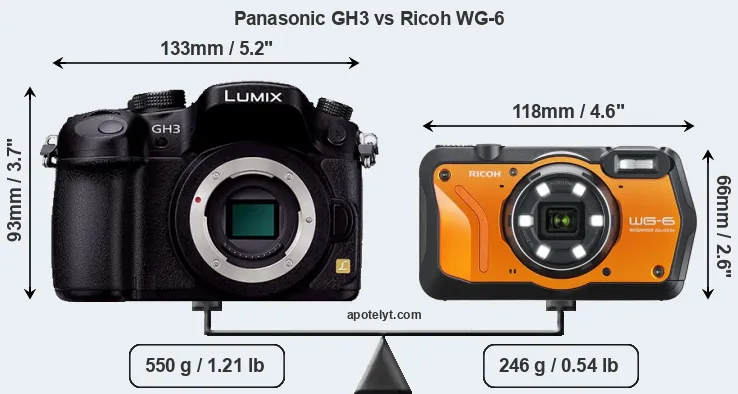 Size Panasonic GH3 vs Ricoh WG-6