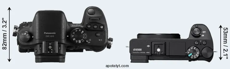 Compare GH3 versus A6500 top