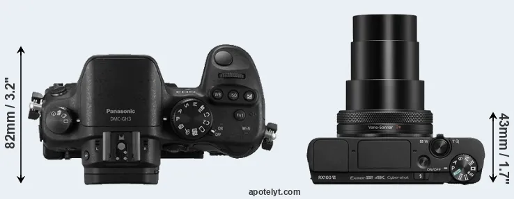 Compare GH3 versus RX100 VI top