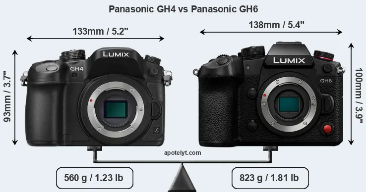 Size Panasonic GH4 vs Panasonic GH6