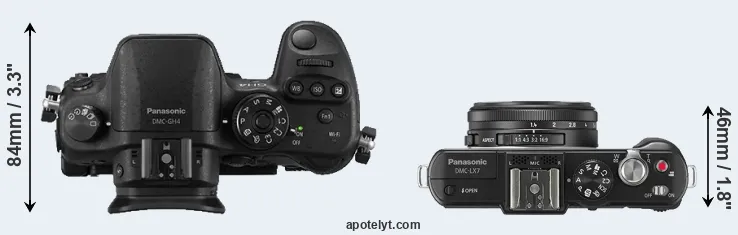 Compare GH4 versus LX7 top