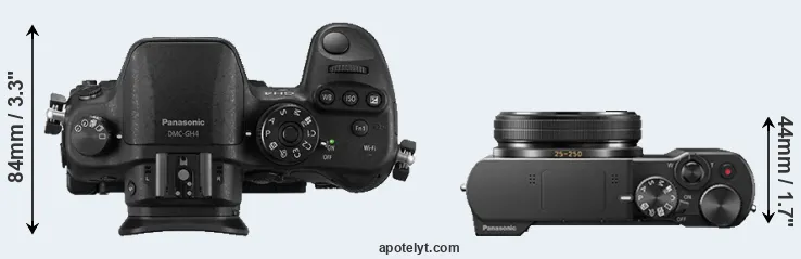 Compare GH4 versus TZ100 top