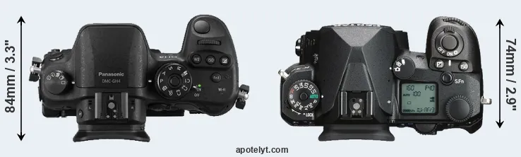 Compare GH4 versus K-3 III top
