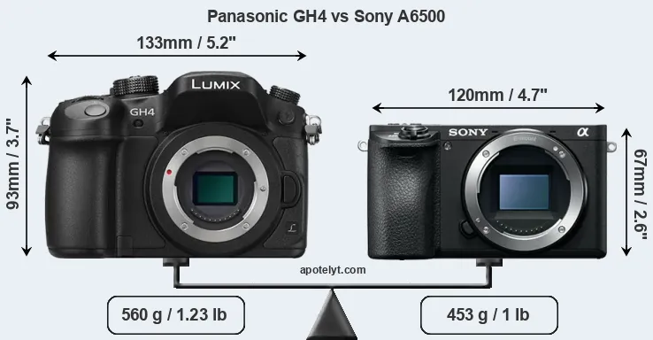 Size Panasonic GH4 vs Sony A6500