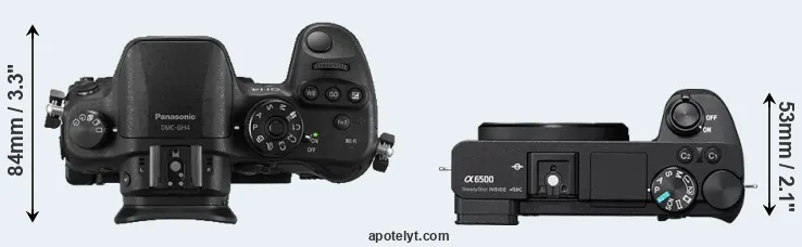 Compare GH4 versus A6500 top