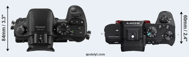 Compare GH4 versus A7 II top
