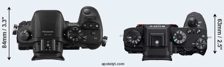 Compare GH4 versus A9 top