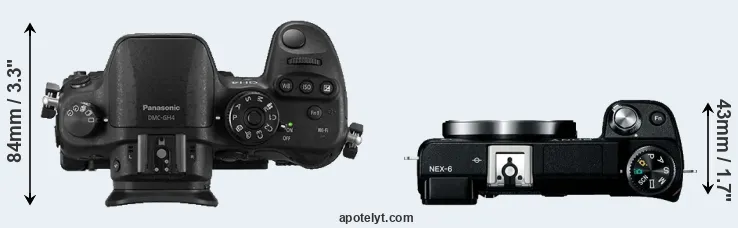 Compare GH4 versus NEX-6 top