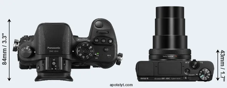 Compare GH4 versus RX100 VI top