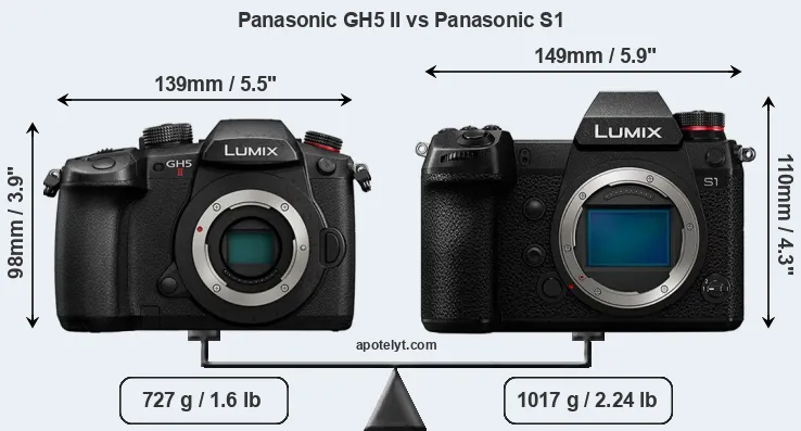 Size Panasonic GH5 II vs Panasonic S1