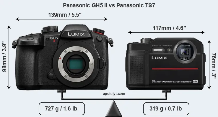 Size Panasonic GH5 II vs Panasonic TS7