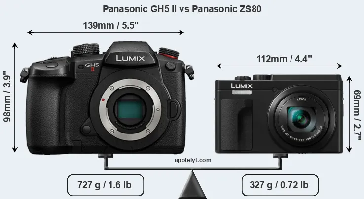 Size Panasonic GH5 II vs Panasonic ZS80