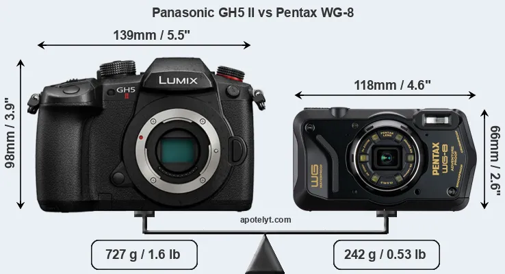 Size Panasonic GH5 II vs Pentax WG-8