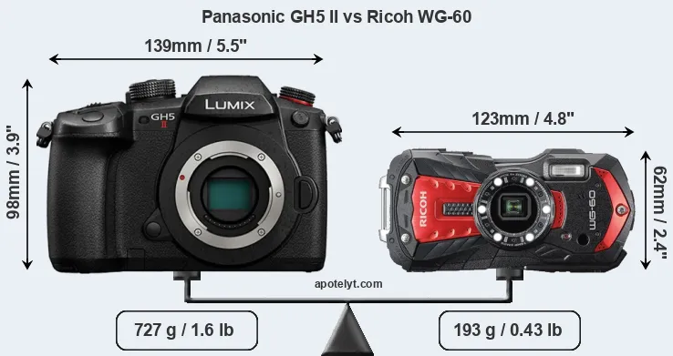 Size Panasonic GH5 II vs Ricoh WG-60
