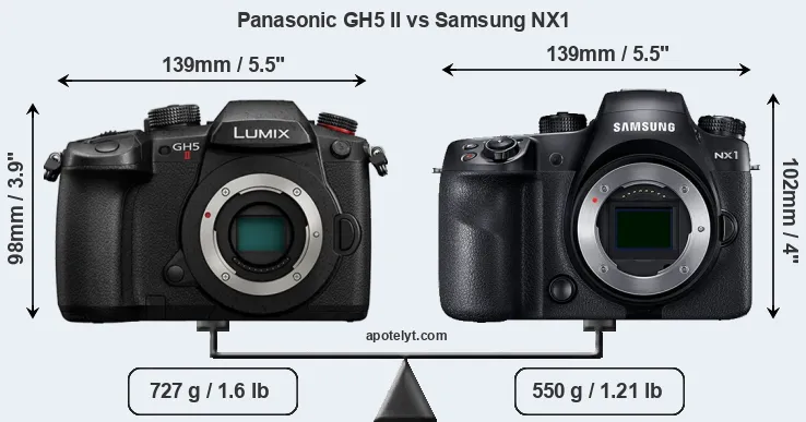 Size Panasonic GH5 II vs Samsung NX1
