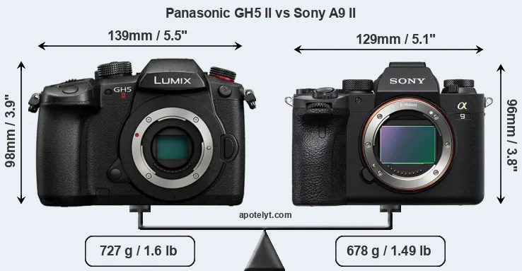 Size Panasonic GH5 II vs Sony A9 II