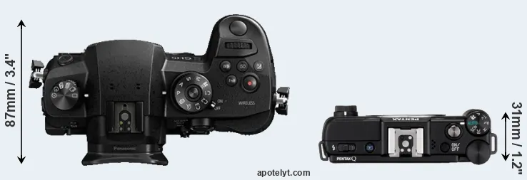 Compare GH5 versus Pentax Q top