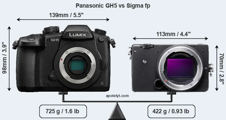 Size Panasonic GH5 vs Sigma fp