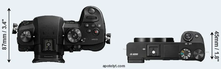 Compare GH5 versus A6000 top