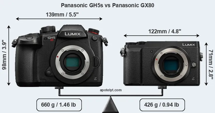 Size Panasonic GH5s vs Panasonic GX80