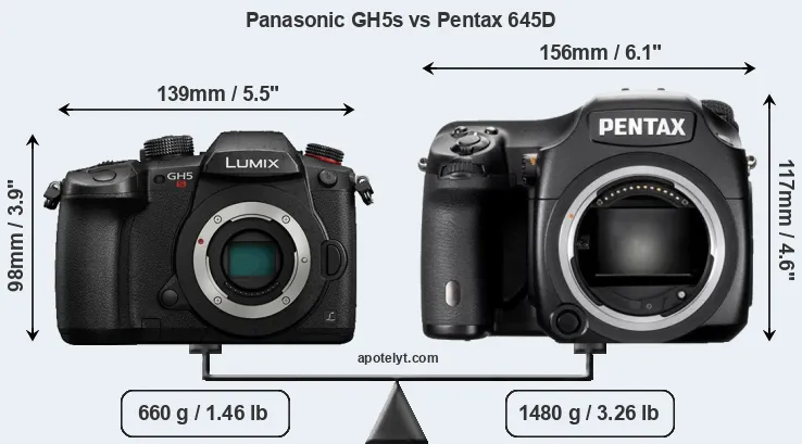Size Panasonic GH5s vs Pentax 645D