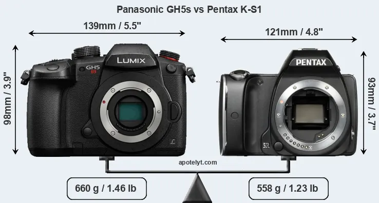 Size Panasonic GH5s vs Pentax K-S1