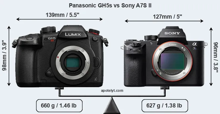 Size Panasonic GH5s vs Sony A7S II