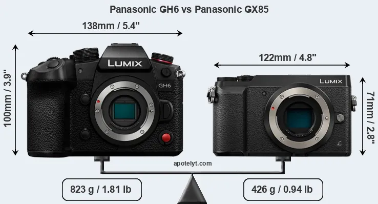 Size Panasonic GH6 vs Panasonic GX85
