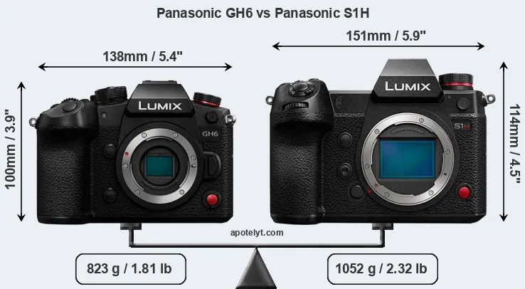 Size Panasonic GH6 vs Panasonic S1H