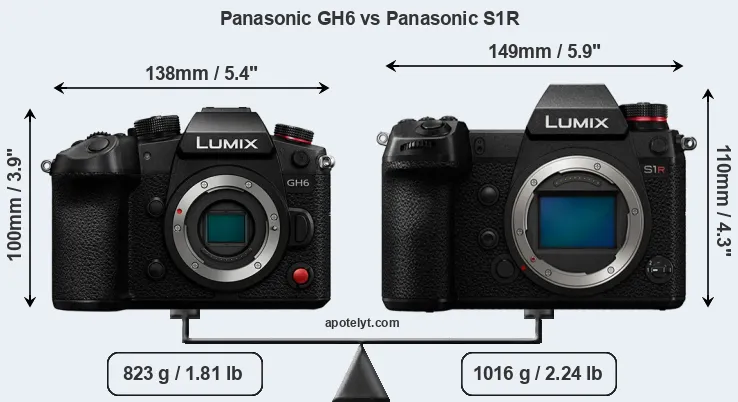 Size Panasonic GH6 vs Panasonic S1R