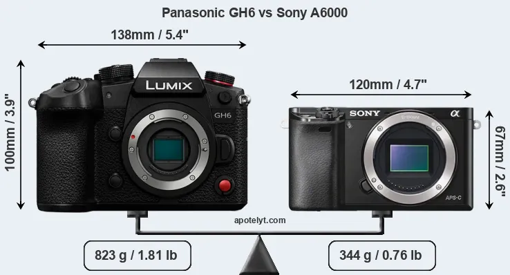 Size Panasonic GH6 vs Sony A6000