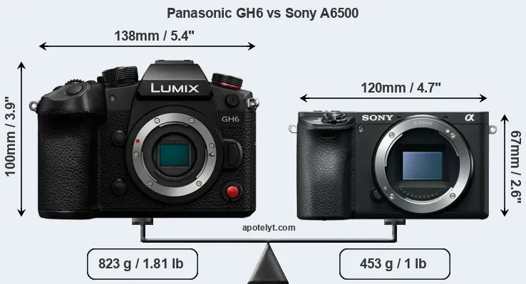Size Panasonic GH6 vs Sony A6500