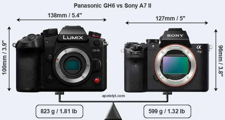Size Panasonic GH6 vs Sony A7 II