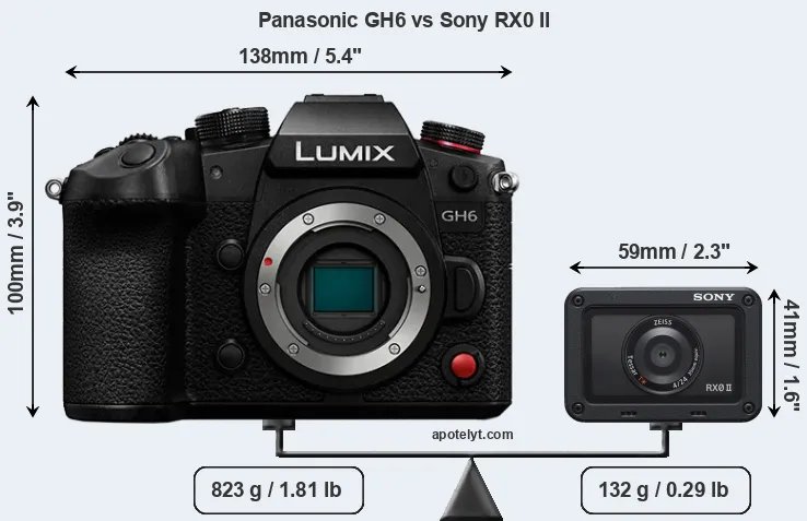 Size Panasonic GH6 vs Sony RX0 II